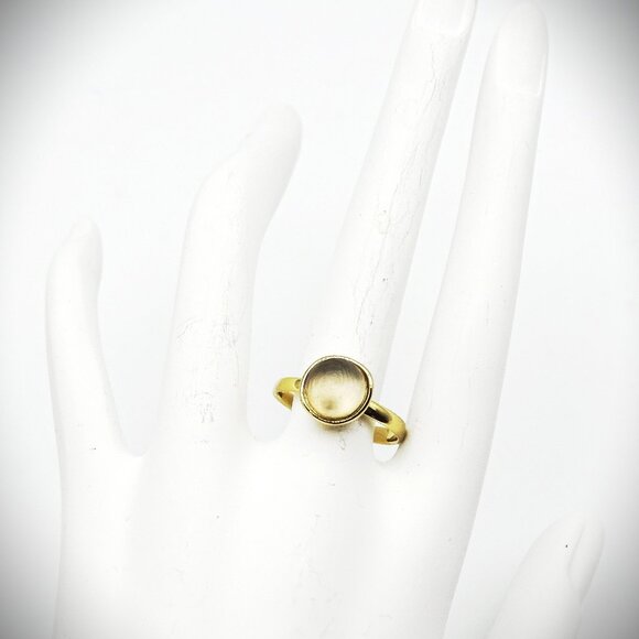 ALEXIS BITTAR Gold Plated Light Brown Lucite Sphere Ring Size 7 - Picture 2 of 5